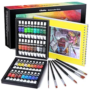 Ohuhu, 36 Watercolors Painting Kit for Artists, Students, Beginners, Water-Color Paints Tubes for Landscape Portrait on Canvas, 12ml Back to School Art Supplies
