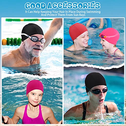 Bonuci 24 Pieces Cloth Elastic Swim Cap Bulk Comfortable Fabric Swimming Hat Elasticity Swimming Pool Cap Lightweight Bathing Caps for Women Men Kids Unisex, Not Waterproof(Multicolor) - Thumbnail 7