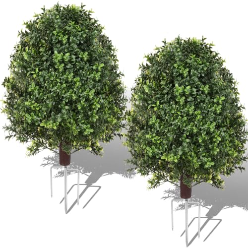 28.5inch Faux Boxwoods for Outdoor Planters, UV Resistant Boxwood Topiary | Faux outdoor plants uv resistant, outdoor plants artificial for porch, fake outdoor plant, artificial boxwood plants outdoor - image 1