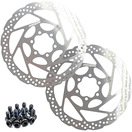 myBESTbike - Brake Rotor Bike Disc 140/160/180mm 2 Pack Stainless Steel Bicycle Rotors With 12 PCS T25 M5x10mm Screws For Bike Mountain Bike MTB BMX