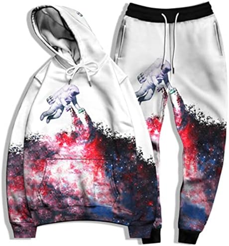 GVCRQE Men Tracksuit 3D Hoodie Jogger Set Couples Smoke Printed Tracksuit Sweatshirt Sweatpants Style 13 Small