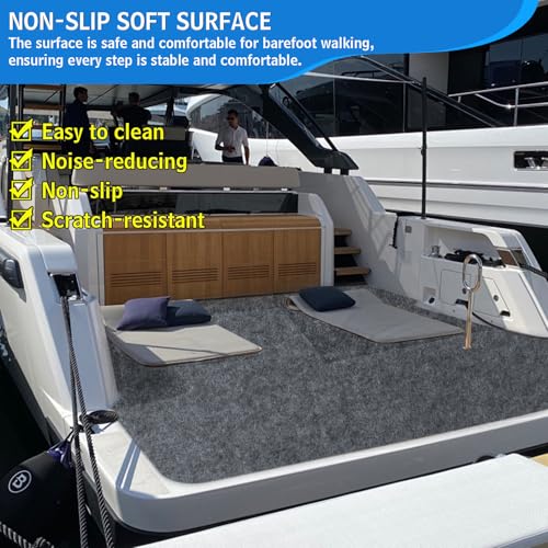 Self-Adhesive 1.9 ft x 7.8 ft Marine Carpet, Waterproof Boat Carpet, Suitable for Outdoor, Passageway, Indoor (Gray) by AEHISDHIE - Image 3