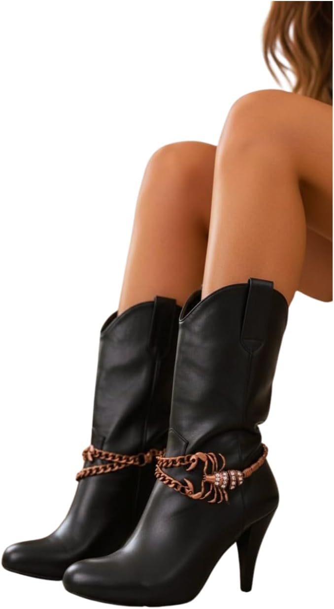 Trendy Fashion Jewelry Women Western Boot Chain Long Bronze Metal Bracelet Anklet Bling Shoe Anklet Scorpion Charm BC105