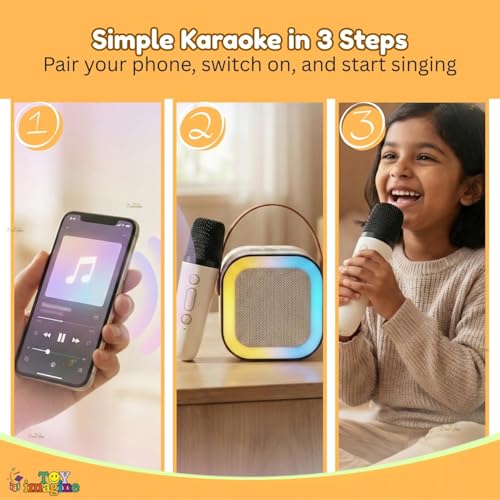 Image of Toy Imagine Rechargeable Karaoke Mic with Speaker | Wireless Mini Portable Bluetooth Mic with RGB LED Lights | Singing Musical Toy & Birthday Gift for Kids, Boys, Girls & Adults