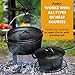 Bruntmor Camping Cooking Set of 7. Pre Seasoned Cast Iron Pots and Pans Dutch Oven with Lids for Outdoor Comefire. Grill Cookware Skillet Sets with Storage Box
