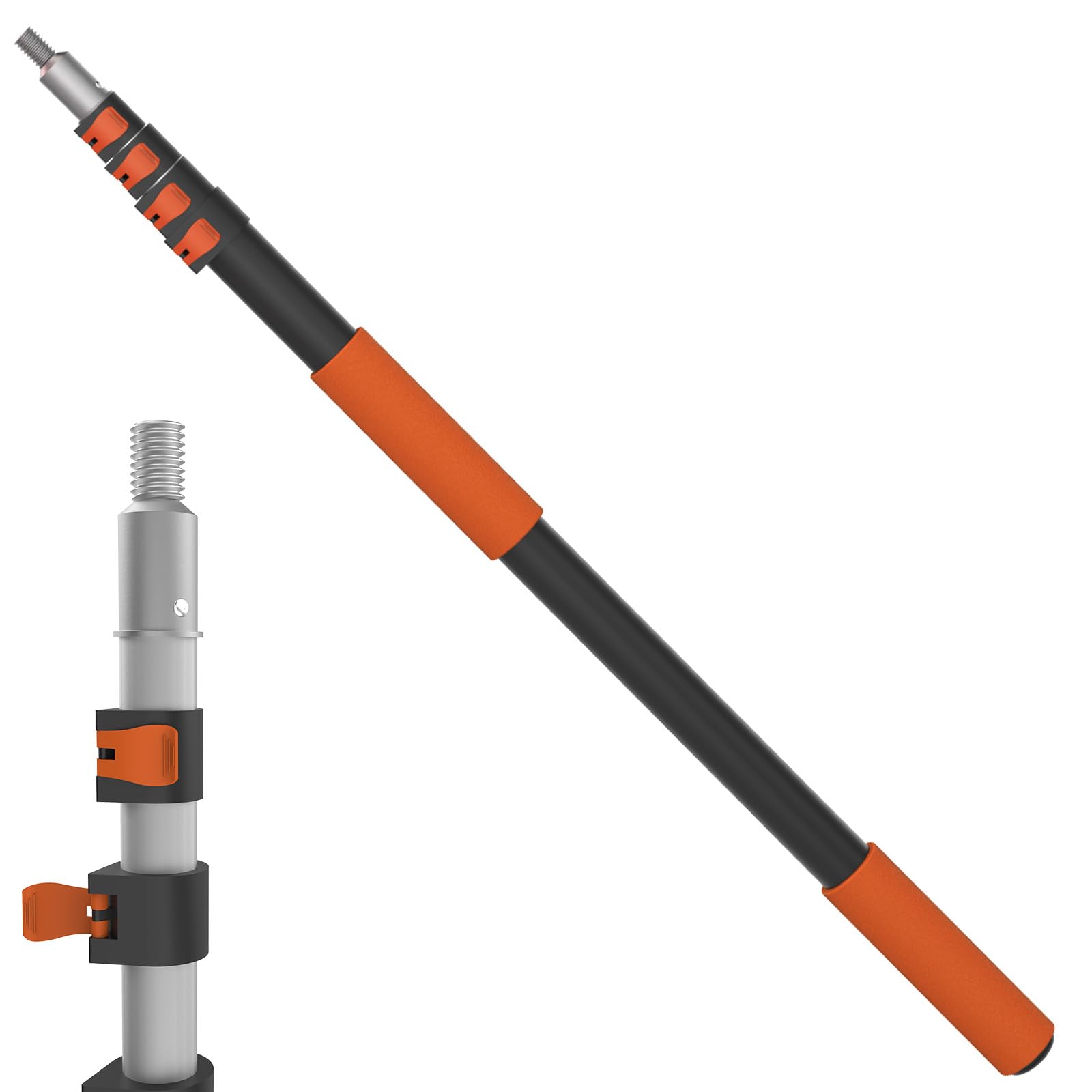 telescoping pole, 5-20ft aluminum extension pole(26ft reach), multi-purpose paint roller for painting, dusting and cleaning