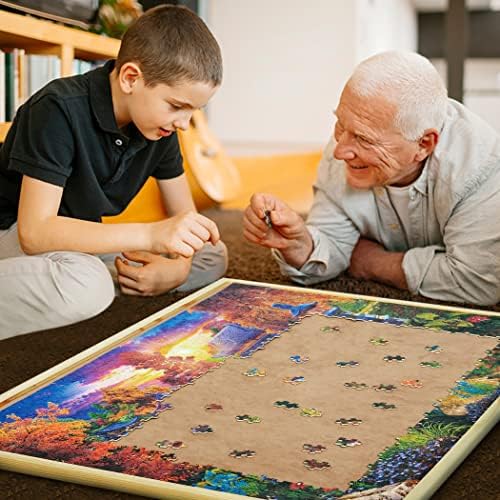 Becko Jigsaw Puzzle Board & Six Puzzle Trays Set, Wooden Puzzle Board Storage Saver with Non-Slip Surface, Easy to Save Puzzles for Up to 1000 Pieces