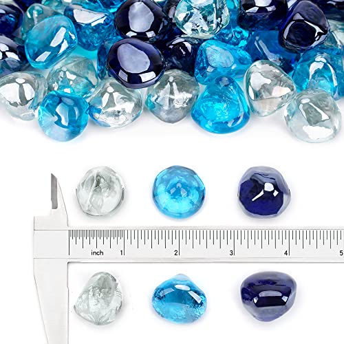 Stanbroil 10-Pound Blended Fire Glass Diamonds - 1/2 Inch Fire Glass Blended Cobalt Blue, Crystal Ice, Caribbean Blue Luster For Indoor And Outdoor Gas Fire Pits And Fireplaces #TOP1