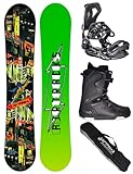 Airtracks Snowboard-Set Herren Snowboard Wide Fun City Freestyle Freeride 160 - Snowboard Bindung Master - Softboots Strong ATOP 45 - SB Bag