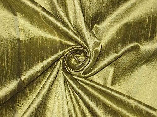 Soie pure de Dupioni vert glacé : tissu haute couture métallisé unique