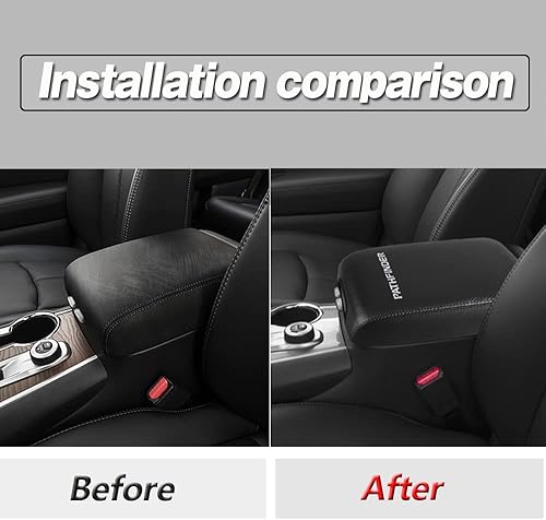 Miniatura 2 de CEBAT Funda protectora de cuero antiarañazos para reposabrazos de consola central, accesorios de decoración interior para Nissan Pathfinder