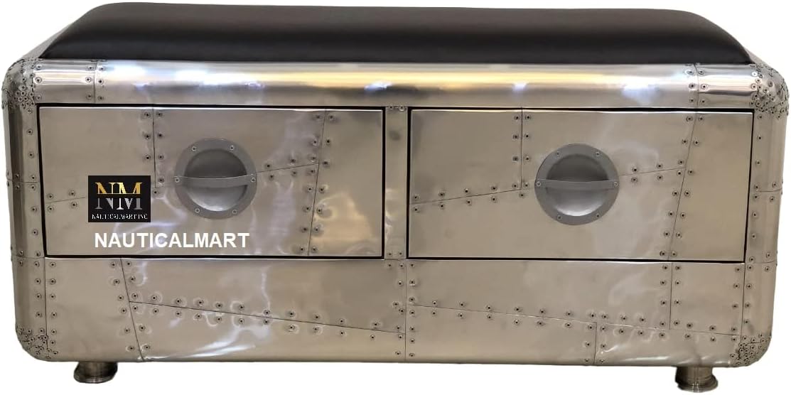 NauticalMart Aviator 2 Drawer Bench Home and Office Decor Collection