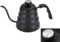 Chaleira Bico De Ganso Fino Barista Inox com Termômetro 1,2l (Preta)