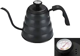 Chaleira Bico De Ganso Fino Barista Inox com Termômetro 1,2l (Preta)