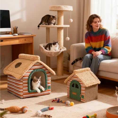 Lit caverne doux en peluche de qualité supérieure pour chat et chiot - 3