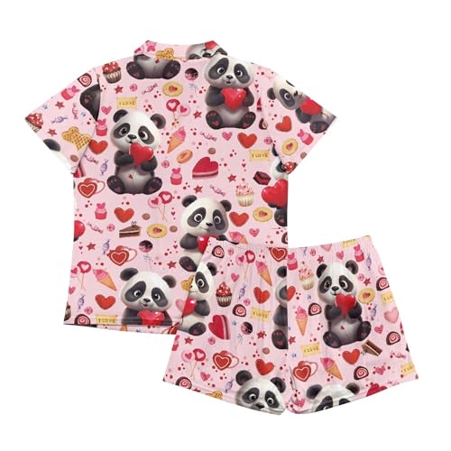 Image of Pjs Womens Short Sleeve Button Down Pajamas Set Two-Piece Nightwear with Pockets
