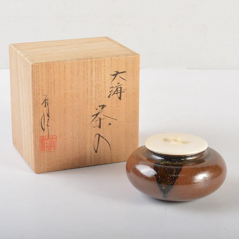 有祥(笹田有祥)造 大海 茶入 美品 共箱 仕覆付 茶道具送料込