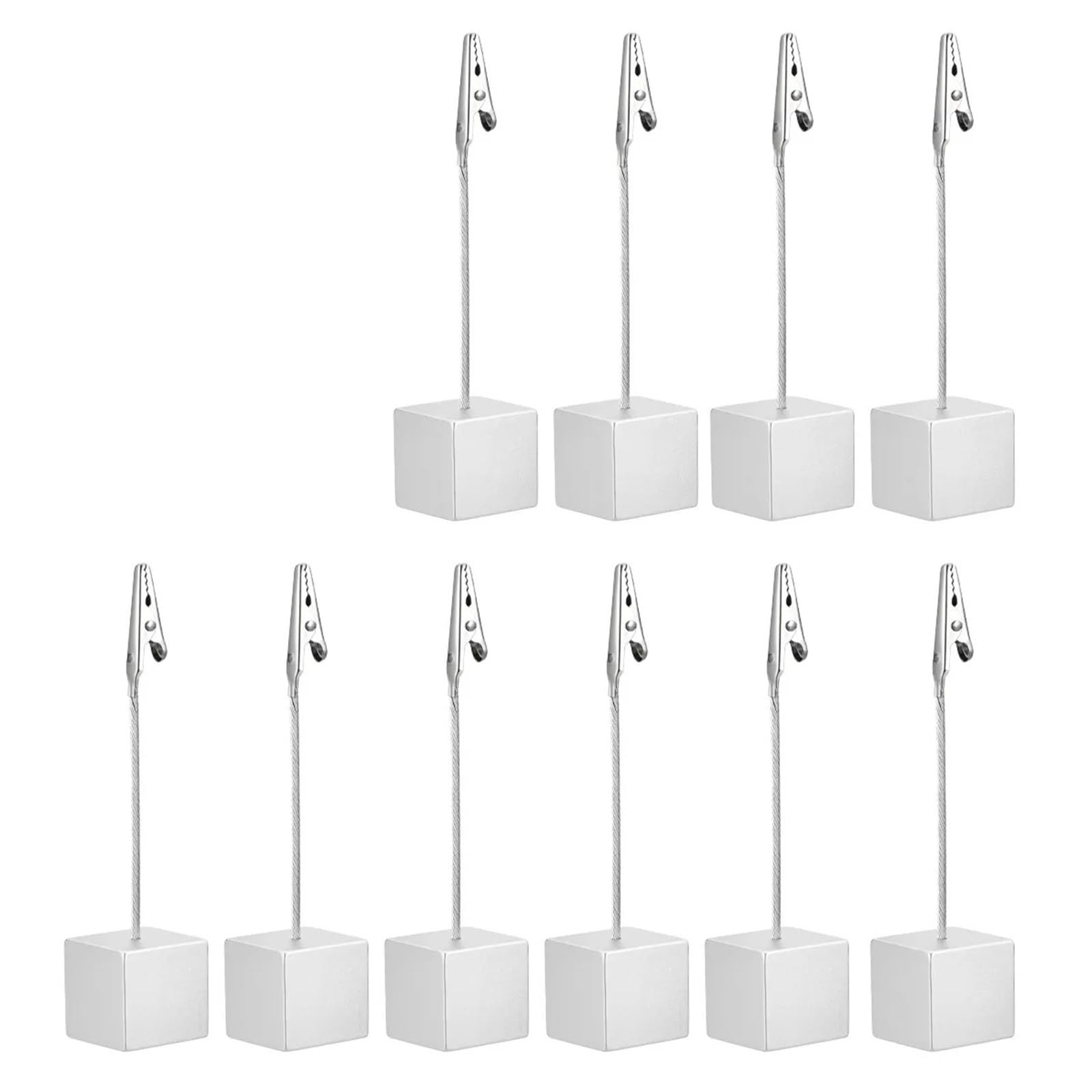 Lot de 10 porte-mémos avec base cubique stable en résine et métal de qualité supérieure pour bureau, gestion de documents à domicile, pour tables, magasins, étiquettes, bureau, fête de mariage