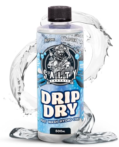 Salty Captain Drip Dry Hydrophobic Coating 16.9oz Post Wash Hydro Coat Safe for Cars Boats & RVs Glossy UV-Protected Finish Foam Gun Compatible & Easy to Apply Premium Lab Tested Quality