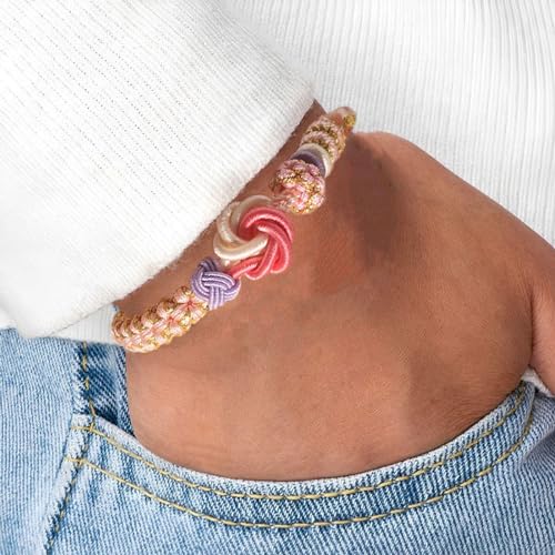 For Granddaughter - A Link That Can Never Be Undone Peach Blossom Knot Bracelet, Granddaughter Bracelet from Grandma Always Be Brave And Be Strong Adjustable Braided Bracelets for Women Jewelry2
