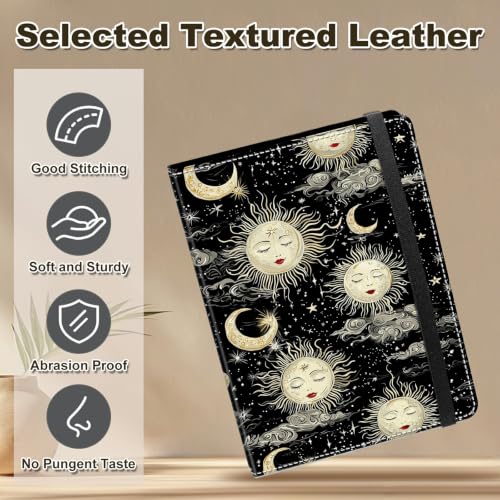 Image of Photo Album 4x6 120 Photos with Strong Elastic Band, Celestial Sun Moon | Large Capacity Premium Leather Picture Album, Portable Wallet Albums Photo Book for Family Anniversaries Wedding Baby