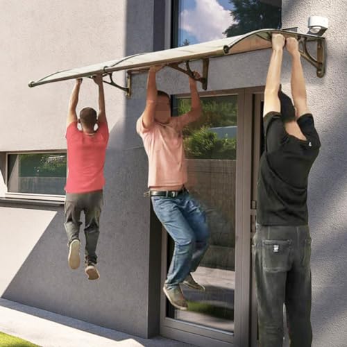 Toldo de aluminio champán para puerta de entrada, refugio de policarbonato transparente para exteriores, protección duradera contra la intemperie, pantalla de ventana de jardín con mesa de fregadero