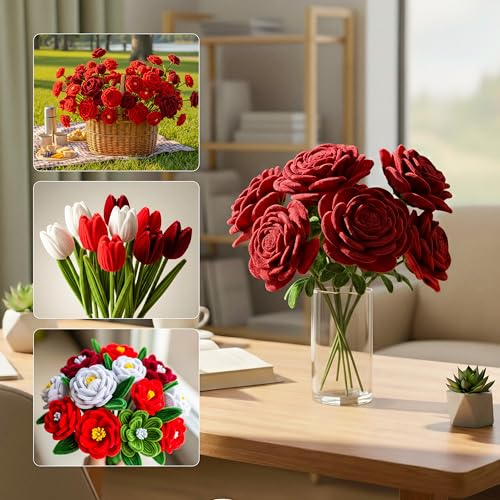 Caydo 500 Pieces Red Flowers Pipe Cleaners, Chenille Stems, Pipe Cleaner Crafts for DIY Art and Craft Projects Creative Gift Party and Valentine's Day Decorations - Image 2