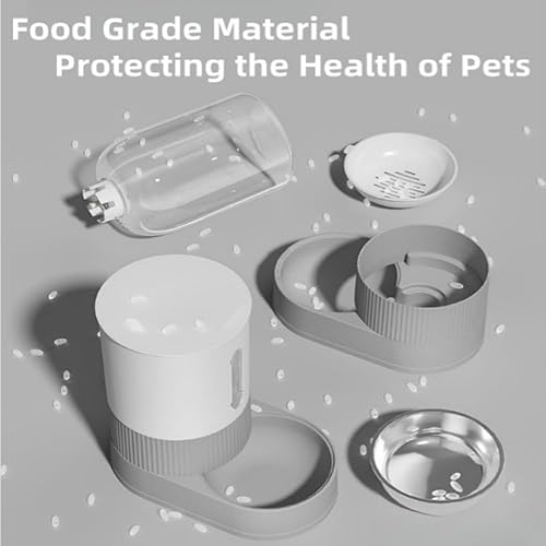 Miniatura 5 de Alimentador de gravedad para gatos y dispensador de agua, 2 en 1, alimentador automático para gatos con rotación de 180 grados, paquete de 2