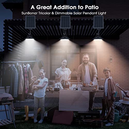 Sunbonar Solar Pendant Lights Indoor Outdoor, Upgraded Dimmable Daytime Available Solar Shed Light 6000K/4000K/3200K With Remote & Memory & On Off Switch, Waterproof 120Led Barn Lamp For Garage #TOP2