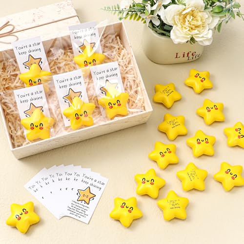 Libima 30 Pcs Inspirational Stress Balls Bulk Appreciation Gifts Positive Stress Balls for Adults Coworker Emotional Gifts Card, Graduation Party Supplies Goodie Bag Stuffer (Star) - Image 4