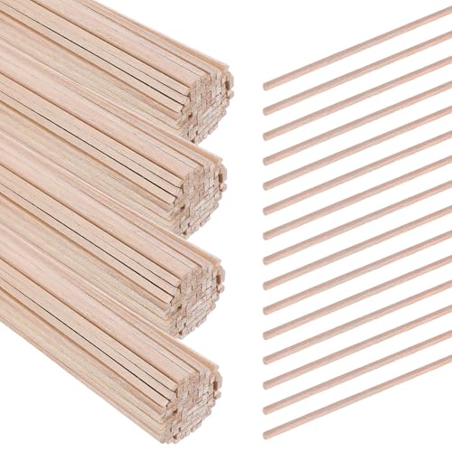 100Pcs Zuckerwatte Stäbe, 300mm x 3mm Eckig Holzstäbchen Holzstäbe zum Basteln Zuckerwattestäbe Holzstab für DIY Kunstprojekte Modellbau Dekorationen Holzarbeiten