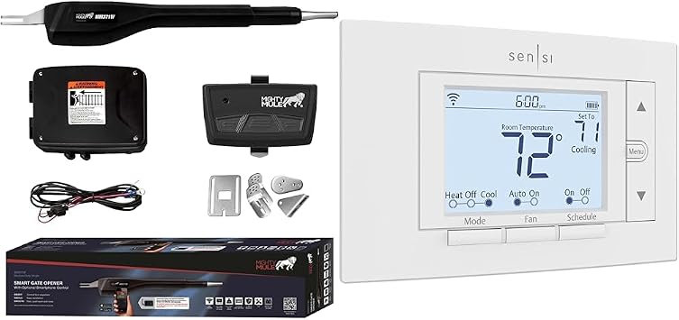 Mighty Mule MM371W Automatic Gate Opener, Smart and Solar Ready & Emerson Sensi Wi-Fi Smart Thermostat for Smart Home, DIY, Compatible with Alexa, Energy Star Certified