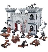 Uposao Juego De Guerra Medieval – Castillo, Caballeros Y Soldados Con Escudos Y Accesorios, Figura De Acción Para Niños (Plástico, 6 Modelos)