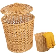 Wicker Basket Lid Laundry Hamper Clothes Organizer Storage Basket Present for Home