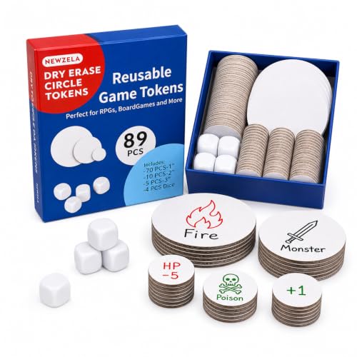 Dry Erase DND Tokens with Blank Dice