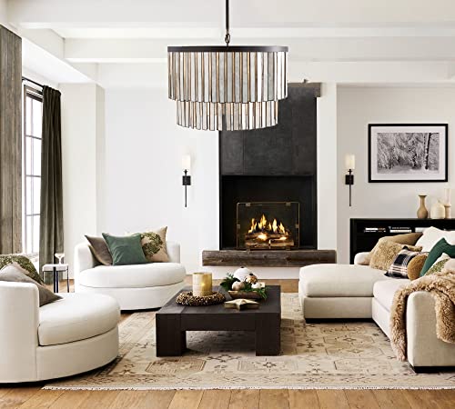 Capiz Round Chandelier Industrial Style Chandelier Over Kitchen Island, Living Room, Bedroom Ceiling Light Fixture #TOP7