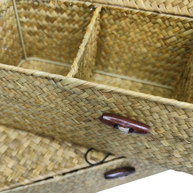 Aufbewahrungskorb Seegras Schmal Mit Trennwänden – 37x12x8cm Für Schlüssel, Kosmetik & Socken
