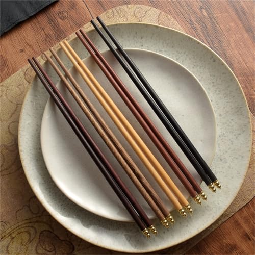 Baguettes chinoises réutilisables avec texture bois antidérapante confortable - 5