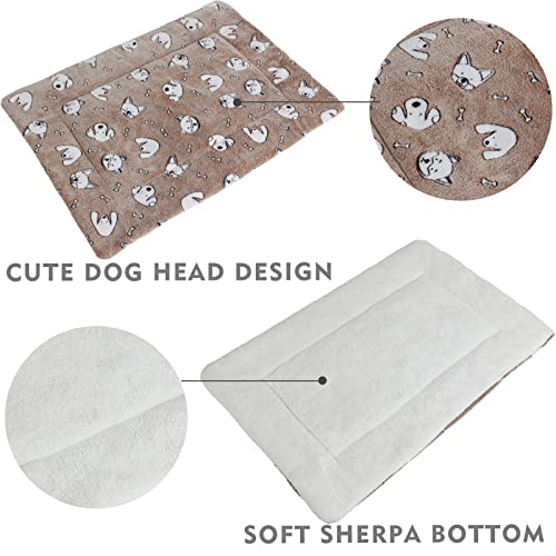 Patas Lague Dog Bed/Pet Beds For Small Dogs(22 * 11 * 1.7In),Reversible Soft Fleece Dog Crate Pad Bed, Machine Washable Cat Kennel Pad (Brown) #TOP2