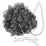 Déguisement de vieille dame avec les lunettes et le collier inclus, vous pouvez compléter le look de la vieille grand , le costume de grand