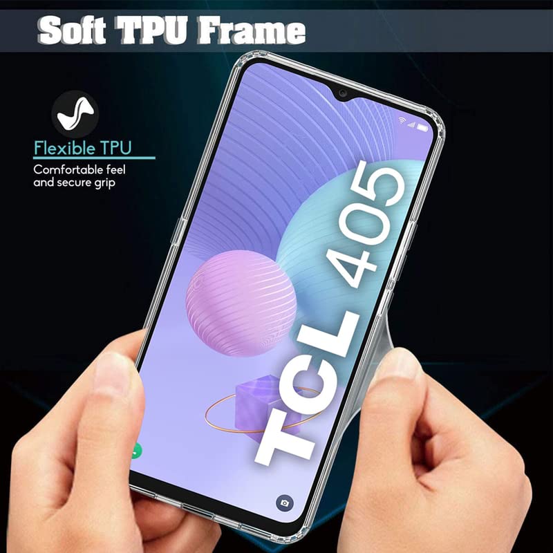 Custodia Per TCL 405 Trasparente + Pellicola Vetro Temperato - Cover Morbida TPU Antiurto