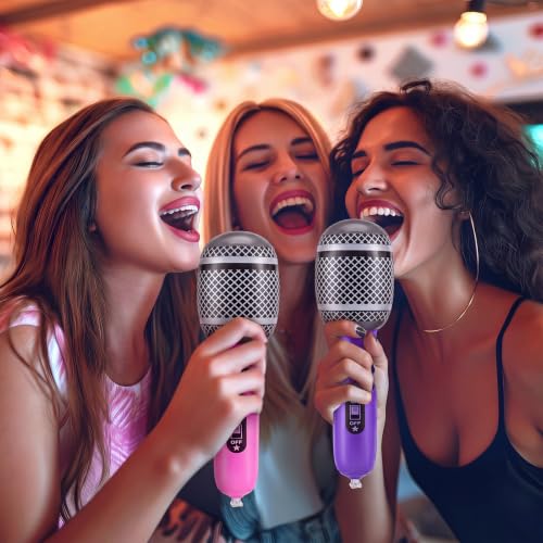 Image of Zhanmai 12 pcs Inflatable Microphones for Parties 10 Inch,Bright Color | Neon Blow up Microphone for Adults, 80s 90s Party Favors Dj-props, Photo-booth, Birthdays, Dance,Concert Decorations