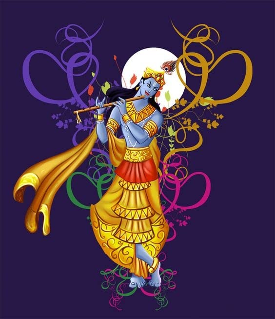 Lord Krishna K Hand Painted Painting On Canvas Without Frame (W100xH120cm X1)