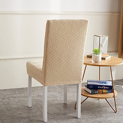 Dining Chair Cover Set Parson Chair Slipcover Spandex Kitchen Chair Seat Cushion Cover Stretchable Desk Chair Seat Cover Removable Chair Back Cover Waterproof Office Chair Cover (Champagne Gold) #TOP4