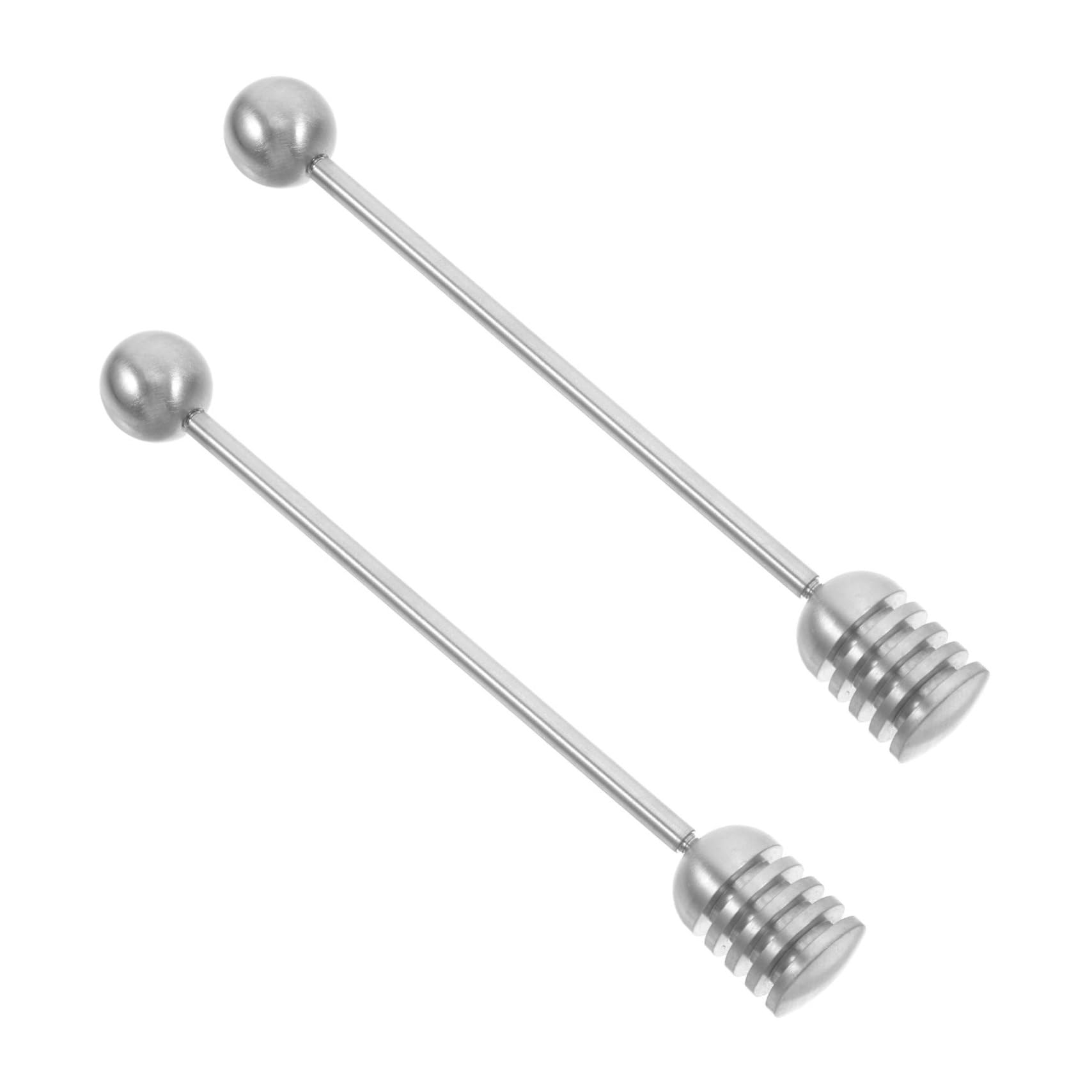 Homoyoyo 2Pcs Stainless Steel Honey Mixing Spoon Friendly Bead Design Stirring Tool for Honey Jam and Syrup Effortless Mixing with Straight Handle