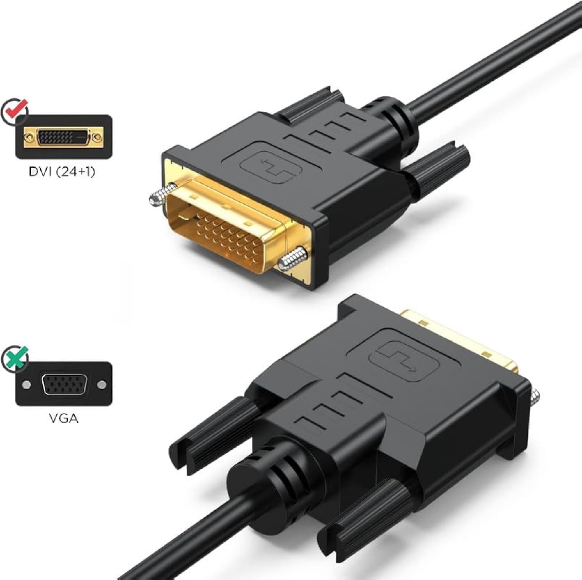 DVI Cable 1.5M Male to Male, Gold Plated Connectors