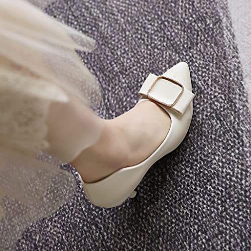 Women's Fashion Bow Comfy Kitten Heels Dress Pumps Pointed Toe Wedding Party Ladies Dressy Pump Shoes4