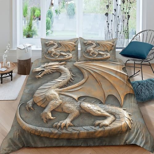 Parure de lit dragon 3D hypoallergénique housse douce - 4