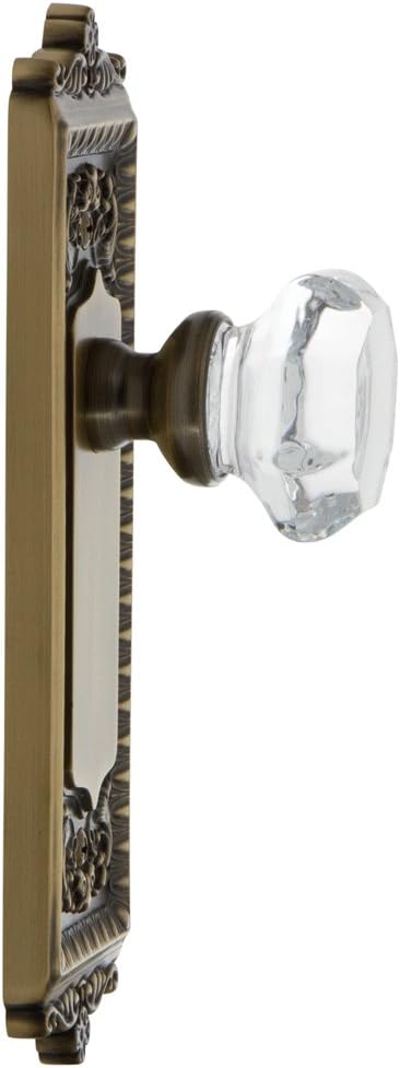 Grandeur Windsor Plate with Chambord Crystal Knob, Single Dummy, Vintage Brass