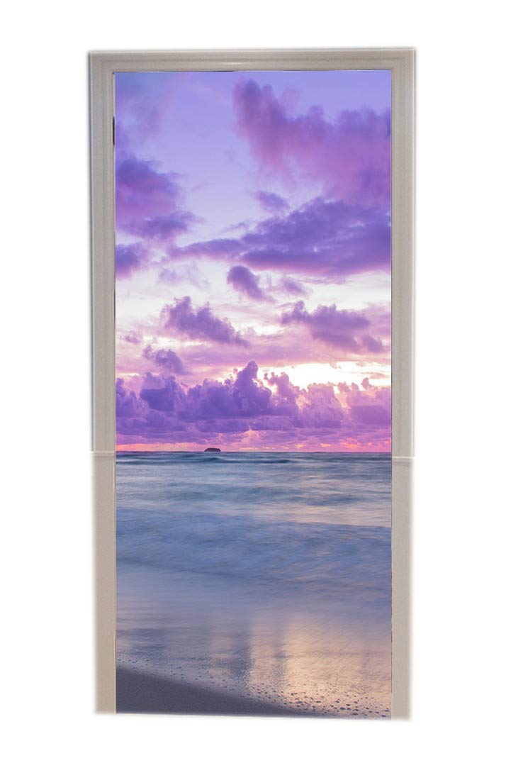 Affiche de porte ciel violet et coucher de soleil pour une maison apaisante